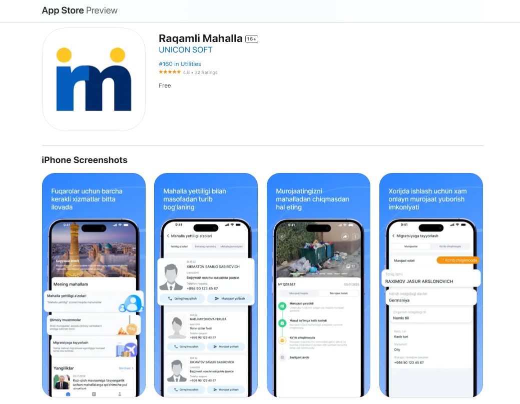 iOS foydalanuvchilari uchun yangilik — “Raqamli mahalla” App Store’da!